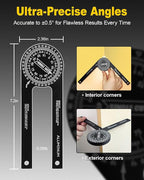 Anyongora 7.2" Miter Saw Protractor Angle Finder, CNC Aluminum Miter Gauge with Laser Engraved Scales, Precision Tool for Carpentry, Crown Molding & Construction, 5.3oz Ultra-Lightweight Portable