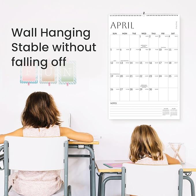 SUNEE Wall Calendar 2026 Large 22.75"x15.5", 21 Month from October 2025 to June 2027, Vertical Extra Large Monthly Calendar 2026 for Wall, White