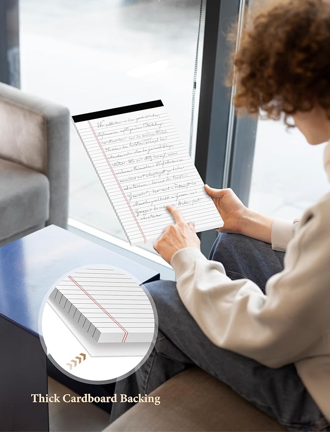 Note Pads 8.5 x 14 Wide Ruled, 4 Pack Legal Pads 8.5 x 14 White Paper Pads Lined Paper Tablets, Notebook Pads 8.5x14, White Lined Paper Pads 8.5x14 Writing Pad, 70 GSM Notebook Paper, 30 Sheets/Pad