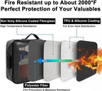 Fireproof Document Organizer, Large Size with 2000F Heat Insulated Money Bag, Document Safe, Office Briefcase, Black