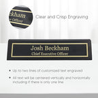 Business Wood Name Plate for Desk | Custom Desk Name Plate Personalized Gift for Office, The Perfect Engraved Name Plaque By Engraving International (2" x 10", Black Piano Finish)