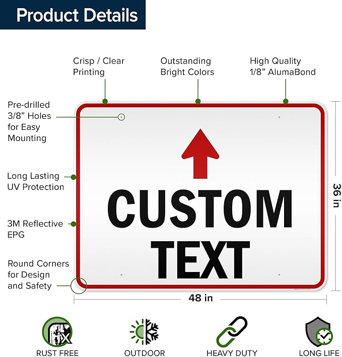 Custom Arrow,Custom Directional Sign, Up Arrow,36x48 Inches, Reflective, Rust Free DiBound, Fade Resistant, Made in USA by My Sign Center