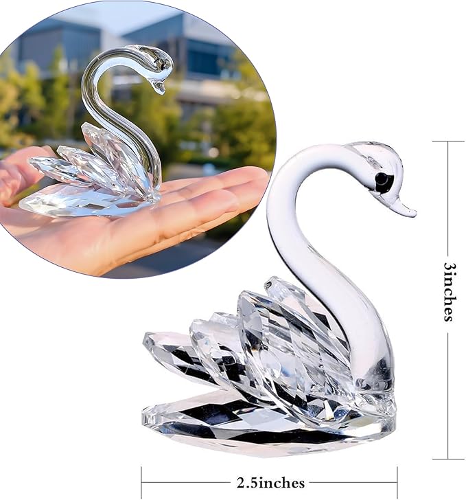 H&D HYALINE & DORA Sparkle Crystal Swan Figurine Collection Paperweight Table Centerpiece Ornament