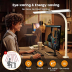 SIBRILLE Upgraded LED Desk Lamp for Home Office with RGB, Rotatable Computer Desk Light with Remote, Eye Caring Table Lamp with Clamp, Dimmable Dual Head Desk Lighting for Desktop, 22W, White