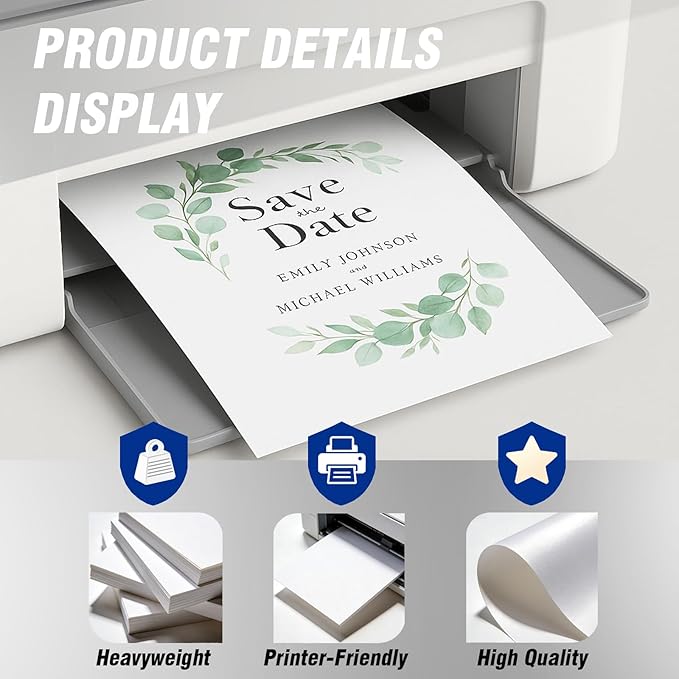 Veritas White Cardstock 8.5 x 11”, 110LB/199GSM Heavyweight Card Stock, 100 Sheets, Thick Cardstock Printer Paper for Copy, Printing, Art Projects, Invitations, Made In USA