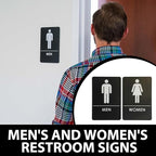 USA Made - Men's and Women's Restroom Signs ADA-Compliant Bathroom Door Signs for Offices, Businesses, and Restaurants, Black