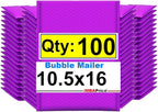 iMBAPrice 10.5x16 Inches Purple Color Polybubble Bag, 100-Pack Large Size #5 Self Seal Poly Bubble Mailers Padded Packing Envelopes (Total 100 Bags)