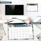 Desk Calendar 2026, Monthly Desktop Large Calendar (Jan 2026 - Jun 2027) 17" x 12" Desk Wall Planner for Family Teacher School Office Supplies, Vintage Floral