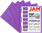 JAM PAPER Plastic Color POP Folders - 2 Pocket Durable Folders with Metal Prongs Fastener Clasps - Purple - 6/Pack