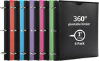 Tashkummy 360° Pivotable 3 Ring Binder, Upgraded Foldable Binders 1 inch 6 Pack, Thin Small Three Ring Binder Fits 8.5" x 11", for Home, School and Office Binders Supplies - 6 Assorted Color