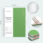 EMSHOI A4 Spiral Notebook Bullet Dotted journal, 11.2" X 8.27", 300 Pages/150 Sheets, 100gsm Dot Grid Paper, Waterproof Softcover, Twin-Wire Binding, for School Work Writing Note Taking-Green