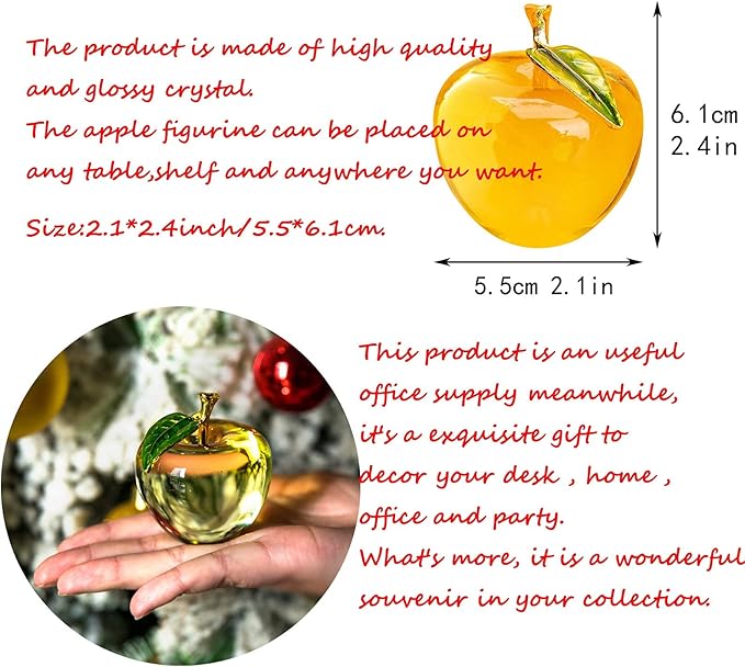 H&D Glaze Crystal Apple Paperweight Craft Decoration (yellow)