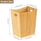 SEHERTIWY Wood Trash Can Wastebasket, 2 Gallon Small Waste Basket with 2 Handles, Rectangular Bathroom Garbage Can for Bathroom, Office, Living Room, Bedroom, Kitchen