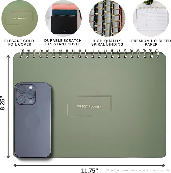 Merely Home Undated Weekly Planner | 8.25” x 11.75” Work To-Do Notebook | ADHD Academic Organizer | Multi-Layout | Men and Women Planner | College Supplies | Pink | Landscape Layout
