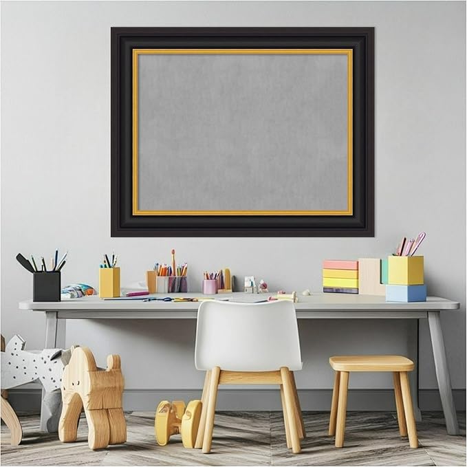 Amanti Art Black Framed Magnetic Board 24x30 Medium Vision Board for use with Magnets, 100% Metal Sheet to Display Items as Office Decor or for Home Organization in mudroom, Kitchen or Kids Room
