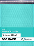 Teal Large Poly Bubble Mailers 12x15 inch | Self Seal Padded Envelopes Cushioned Bubble Mailer | Usable Size 12x15 | WaterProof | Lightweight mailing Shipping Bags | 100 Pack Bulk