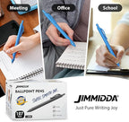 JIMMIDDA Ballpoint Pens Bulk - 107 Pcs Black Ink Pens in Bulk | 1.0 Medium Point Smooth Writing, Retractable No Bleed Ball Point Pen for Men Women (Blue Barrel)