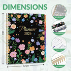 GNL 2026 Planner, Weekly and Monthly Planner (January - December 2026), 8.5" x 11" Monthly Agenda Planner with Waterproof Flexible Cover, Spiral Binding Notebook with Tab, Pockets, Bookmark, Flower