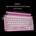 Adventurers Typewriter-Style Retro Mechanical Keyboard LED Backlight 83 Keys Bluetooth 5.0 Blue Axis Pink Color Panel Compatible with iOS/Android/Windows/Vista/Linux/Mac Office/Gaming, 12.3x6.6x1.6in