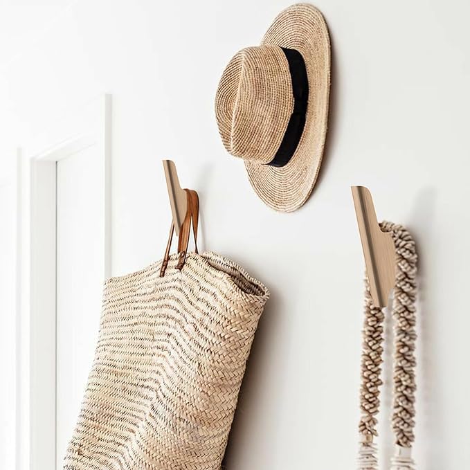 FCOWK Wood Wall Hooks 4 Pack Coat Hooks Wall Mount Natural Wooden Hooks for Hanging Hat, Bag, Backpack, Rustic Coat Hooks for Wall, Wood Towel Hooks for Bathrooms and Entryway Hooks
