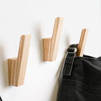 TheHrdwoodCom Wall Hooks - Set of 4 - Dark Walnut or Light Ash Wood Coat Hooks for Hanging Hat, Purse, Backpack, Bag, Jacket. Modern Farmhouse Decor for Wall and Practical Entryway Hooks (Ash Wood)