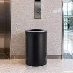 Takywep Stainless Steel Open Top Trash Can, 10.6 Gallon Cylindrical Touch-Free Direct Toss Bin with Soft-Close Lid, Anti-Fingerprint Easy-Clean for Kitchen Office Bathroom (Black)
