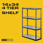 CX 4-Tier (52.1”H x 34.8”W x 14.6”D) Plastic Storage Shelving Unit (Black) 2-Pack, Medium Duty, 75lbs Per Shelf Capacity, Indoor Storage Organization in Home, Garage, Office with Easy Assembly