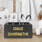 XPH Chaos Coordinator Black Yellow Pen Pencil Holder Organizer for Desk, Thank You Gifts for Women Men Coworkers Boss Leader Manager, Appreciation Gifts Wooden Box Sign for Desk Tabletop Decorations
