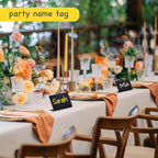 PigPotParty Acrylic Mini Chalkboard Signs for Outdoor Party Buffet, 12 Pcs 4"x3", Glossy Black Elegant Food Labels for Wedding, Table Signs, Place Cards, Include 2 Wet Erase Markers