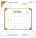 2026 Desk Calendar - 18 Month Desktop Calendars (Jan 2026–Jun 2027),Large 22x17 Monthly Calendar with Home & Office Floral Desk Pad Calendars (Brown, 22*17)