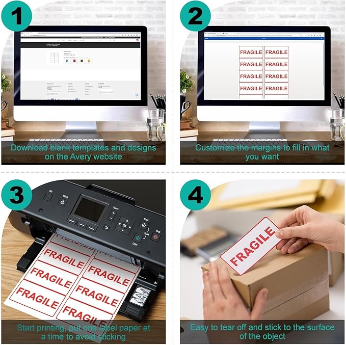 2”x4” Address Labels Shipping Mailing Labels for Printer Printable Sticker Labels White Matte 10-UP 500 Sheets for Office, Home