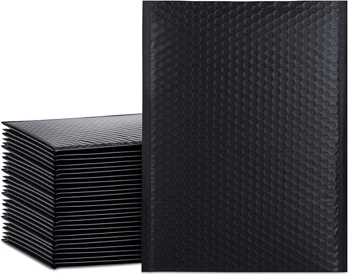 UCGOU Bubble Mailers 9.5x14.5 Inch Black 25 Pack Poly Padded Envelopes Large #4 Mailing Packages Opaque Packaging Postal Self Seal Adhesive Waterproof Boutique Shipping Bags for Clothes