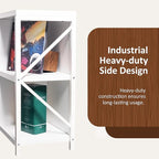 VAKATRELL 8 Cube Storage Organizer Bookshelf, Industrial Horizontal Bookcase, Accent Cubby Shelf, Media Console Table for Living Room, Home Office, 13.6" D x 63" W x 30.9" H, White