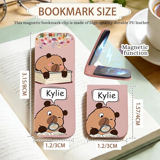 Magnetic Bookmark Clip Personalized for Readers, Custom Name Magnetic Page Marker for Books,Gifts for Book Lover, Animal Lover Teachers, Student, Women and Firends