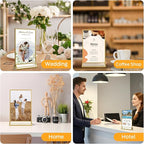 Smarpau 16 Pack 4x6 Acrylic Sign Holder with Gold Frame Table Number Holders Clear Picture Frames Flyer Stands Tables Menu Holder for Restaurant