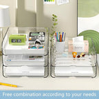 OUTIOE 4-Tier Paper Organizer for Desk, Stackable Desk Organizer Paper Tray, Ideal for Office Supplies, A4 Storage (Clear, 4-Tier)
