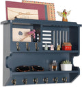 Mutsault Key Holder for Wall, Mail and Key Holder for Home Decor, Key and Mail Holder for Wall with Key Hooks, Gray