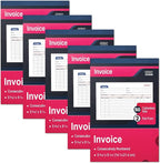 XKDOUS 5 Pack Invoice Receipt Book, 2-Part Carbonless, 5-9/16" x 8-7/16" Invoice Book for Small Business, 50 Sets per Book