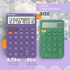 CATIGA 12 Digit Desktop Calculator Basic Desk Calculator with Large LCD Display, Big Buttons, 4 Function, Solar and Battery Dual Power, for Office, School, Home, SD-1292 Purple