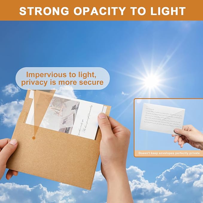 Silunkia 100 Packs Brown Blank Greeting Cards and Envelopes 4 x 6 Heavyweight Flat Cardstock and A4 Envelopes Printable Self Seal for Graduations, Invitations, Thank You Cards, Mailing