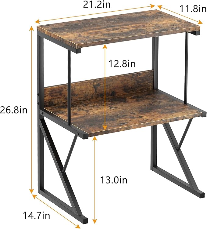 aboxoo Printer Stand for Desk, Desktop Printer Shelf Large 3-Tier Multi-Purpose Office Organization Shelves for Home Office, Rustic Brown