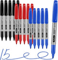 craftinova Fine Point Assorted Colors Permanent Markers Set, Works on Paper, Plastic, Metal, etc., for Adults, Artist, Teacher, Kids, Black, Blue, Red, 15 Count