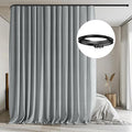 MaKefeile Room Divider Curtains with Flexible Ceiling Tracks Set,Blackout Curtain Ceiling Mount Curtain Track Privacy Room Dividers Ceiling Track Curtain Rod(Grey Drape & Black Rail W 12.5 × H 9 FT)