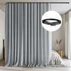 MaKefeile Room Divider Curtains with Flexible Ceiling Tracks Set,Blackout Curtain Ceiling Mount Curtain Track Privacy Room Dividers Ceiling Track Curtain Rod(Grey Drape & Black Rail W 12.5 × H 9 FT)