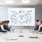 MaxGear Glass Whiteboard Wall Mounted, Frameless Magnetic Dry Erase Board, Tempered Glass, Steel-Backed, Non-Porous Smooth Surface, Floating Design, Accessories Included, for Office Home Classroom
