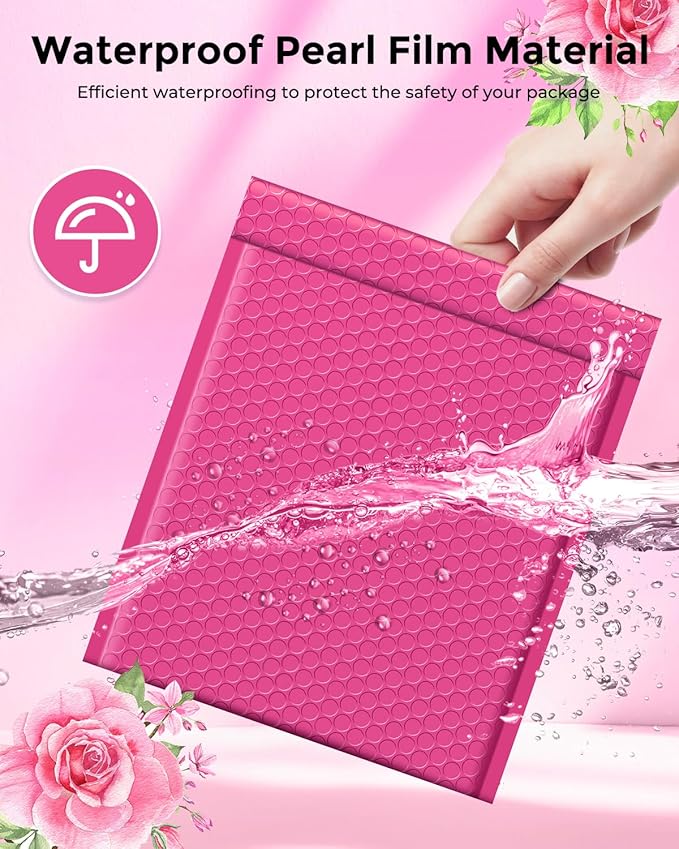 Metronic Bubble Mailers 8.5 x 12 Inch 40 Pack Pink Bubble Mailers Waterproof Padded Envelopes for Packaging, Shipping, Small Business Bulk