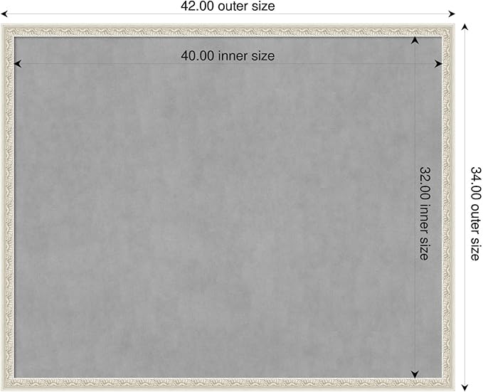 Amanti Art Silver Framed Magnetic Board 34x42 X-Large Vision Board for use with Magnets, 100% Metal Sheet to Display Items as Office Decor or for Home Organization in mudroom, Kitchen or Kids Room