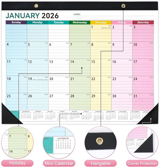 Desk Calendar 2026-2027, 14" X 11" Desktop Calendar 2026-2027, 18 Months Calander Runs from Jan. 2026 to Jun. 2027, Academic Monthly Planner for Home School Office (Colorful)