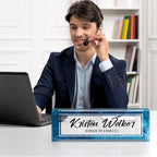 Custom Name Plate for Desk, Desk Name Plate Personalized, Office Decor for Women Men, Acrylic Desktop Accessories, Office Gifts for Coworkers Boss Teacher, Employee Appreciation Gifts (Blue Sea)