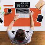 Boutilon Leather Desk Pad Protector,Non-Slip Mouse Pad,Laptop Desk Pad,Office Mouse Mat,Waterproof Leather Desk Blotter,Desk Writing Pad for Office and Home (L-Orange H,35"x 17")